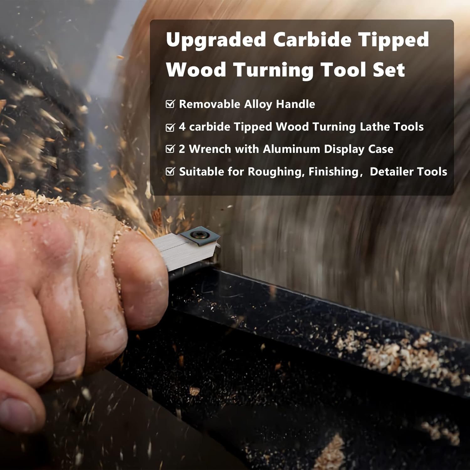 Carbide Turning Tools, 8 pcs Wood Turning Tools for Lathe Z9338