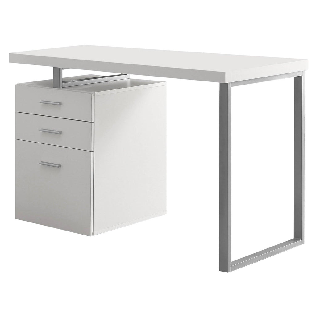 23.75x22 x 47.25x22 x 30x22 Cappuccino Silver Particle Board Metal Computer Desk P841