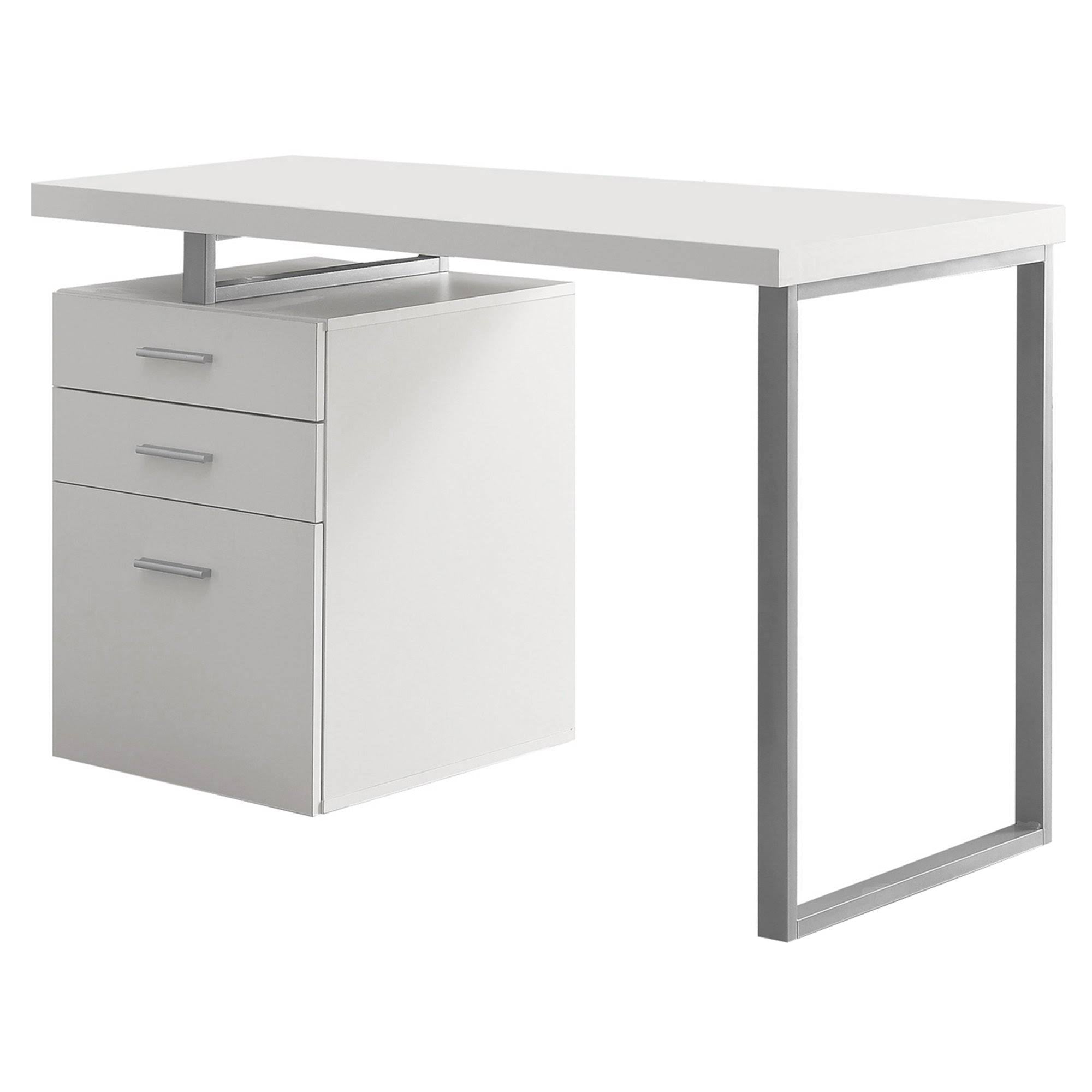 23.75x22 x 47.25x22 x 30x22 Cappuccino Silver Particle Board Metal Computer Desk P841