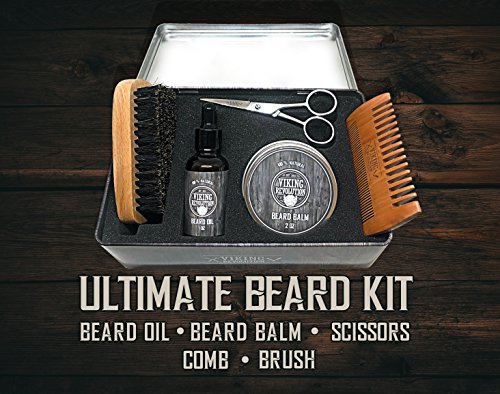 Beard Growth Kit - Oil, Balm, Serum, Derma Roller & Wooden Comb U571