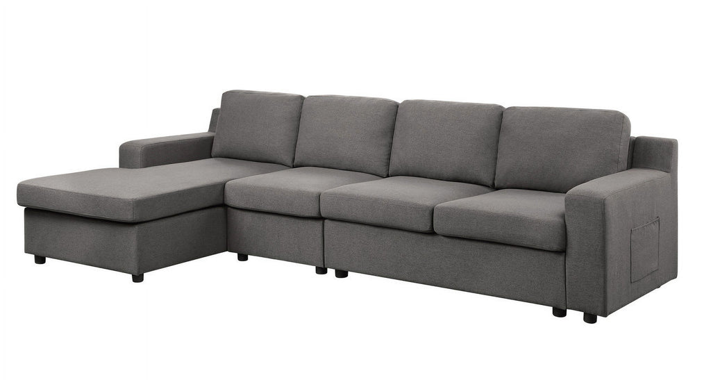 Gray Linen Sectional Sofa Chaise L820