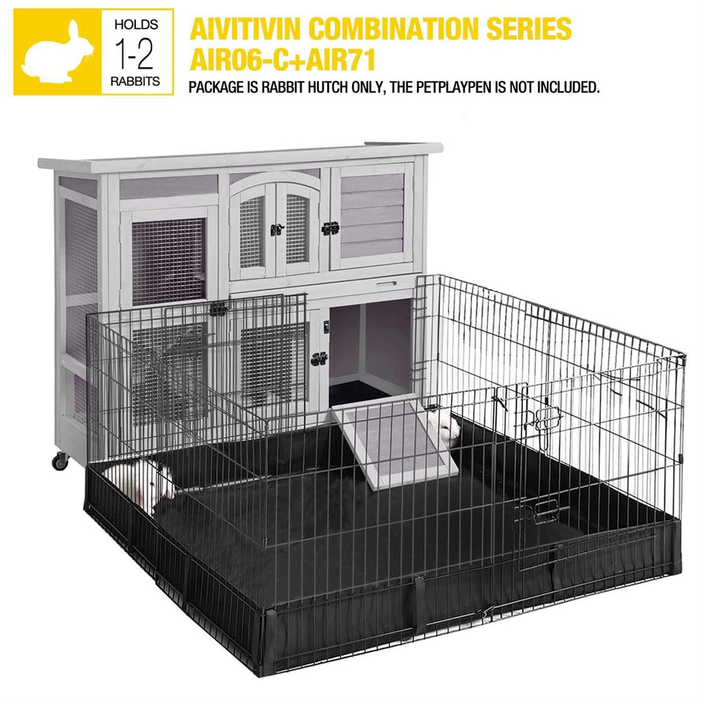 47 Two Story Rabbit Hutch Bunny Cage with Wheels W81707