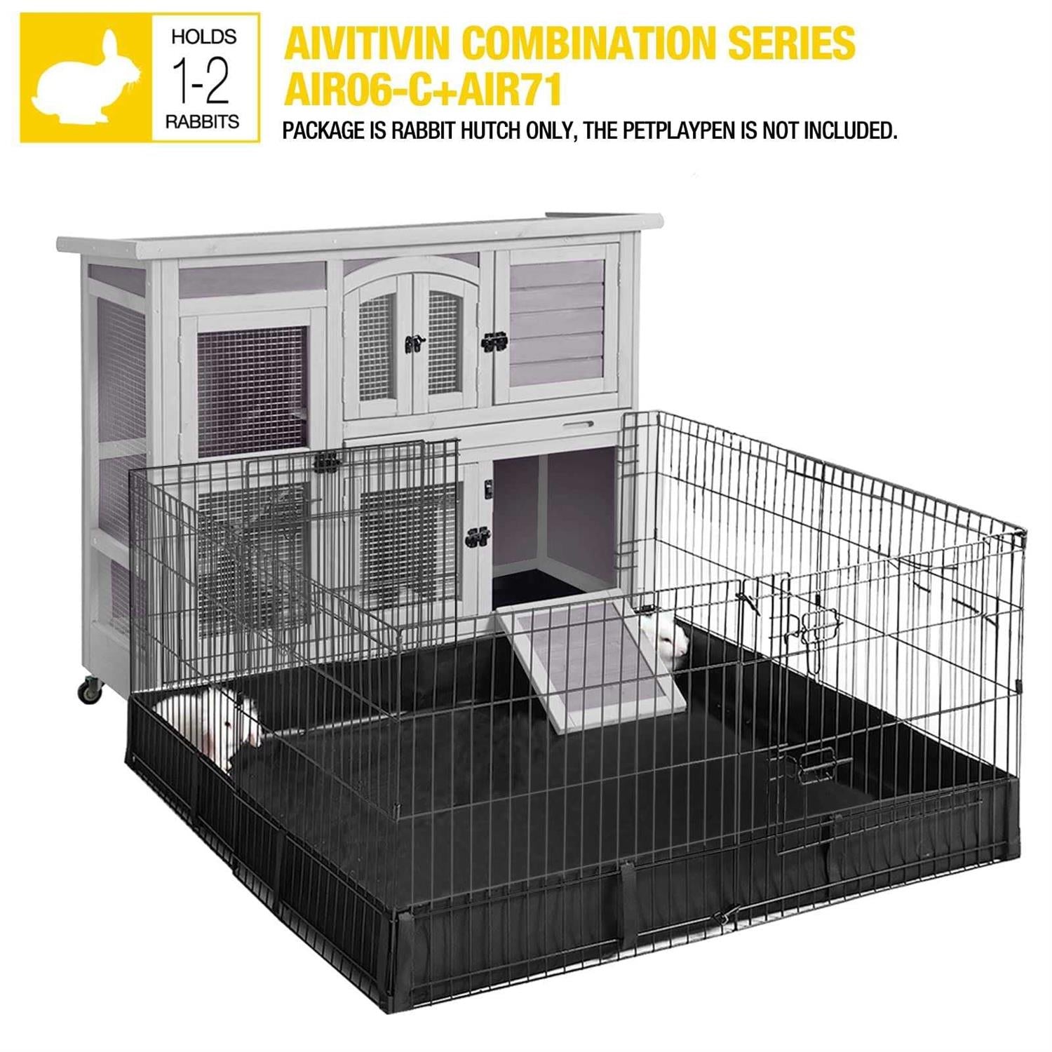 47 Two Story Rabbit Hutch Bunny Cage with Wheels W81707