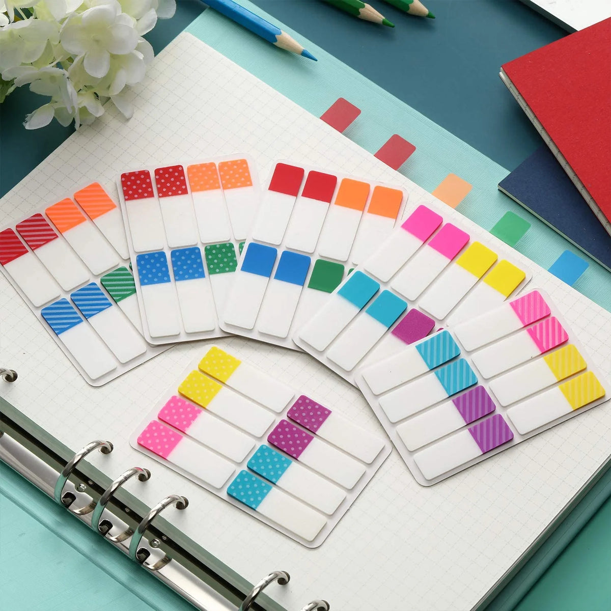 1920 Pieces Fluorescent Page Flags Index Tabs, 1.6 x 0.5 Inch, 24 Colors E131413