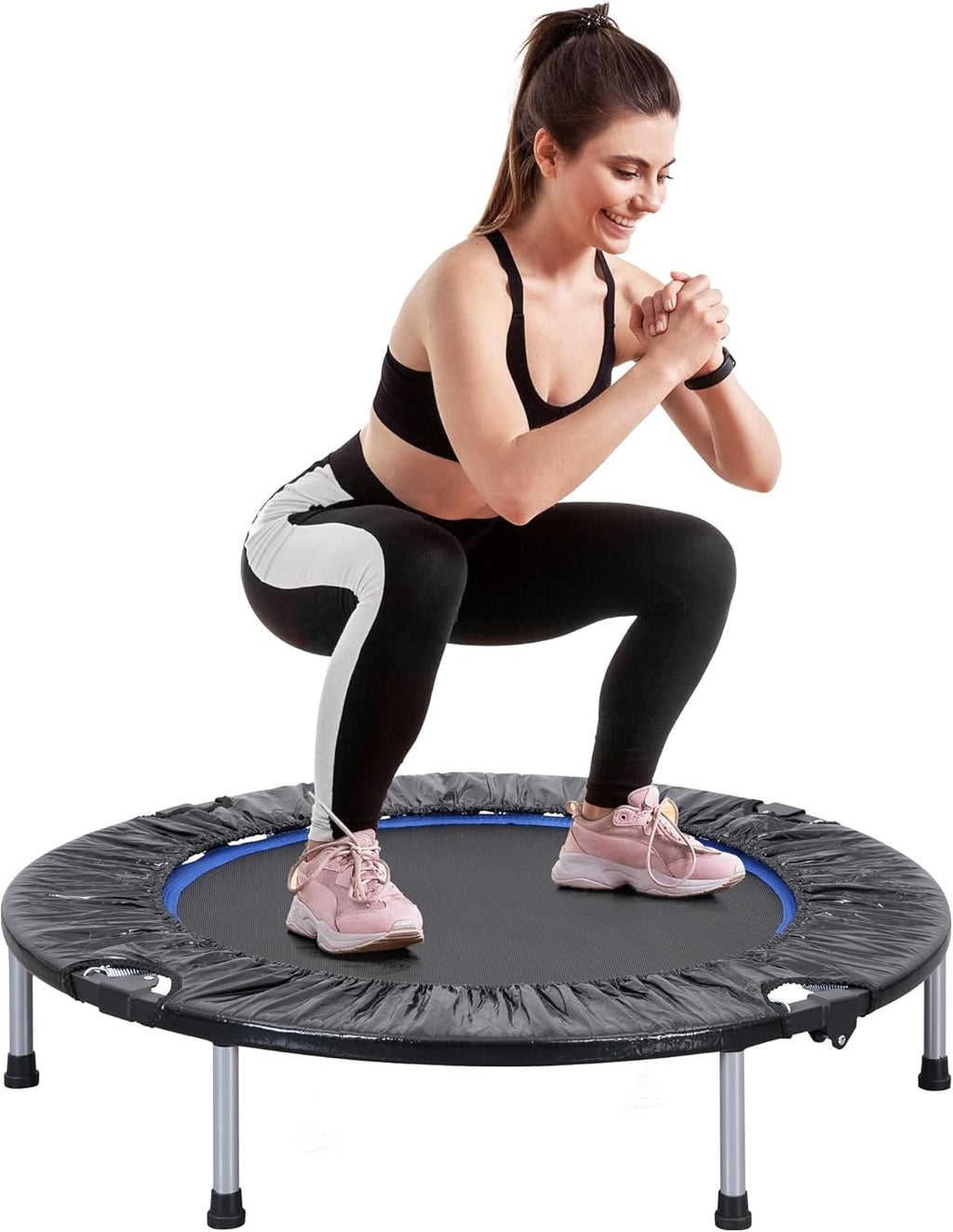 40" Foldable Mini Trampoline Rebounder without Handle Max Load 330lbs K155939