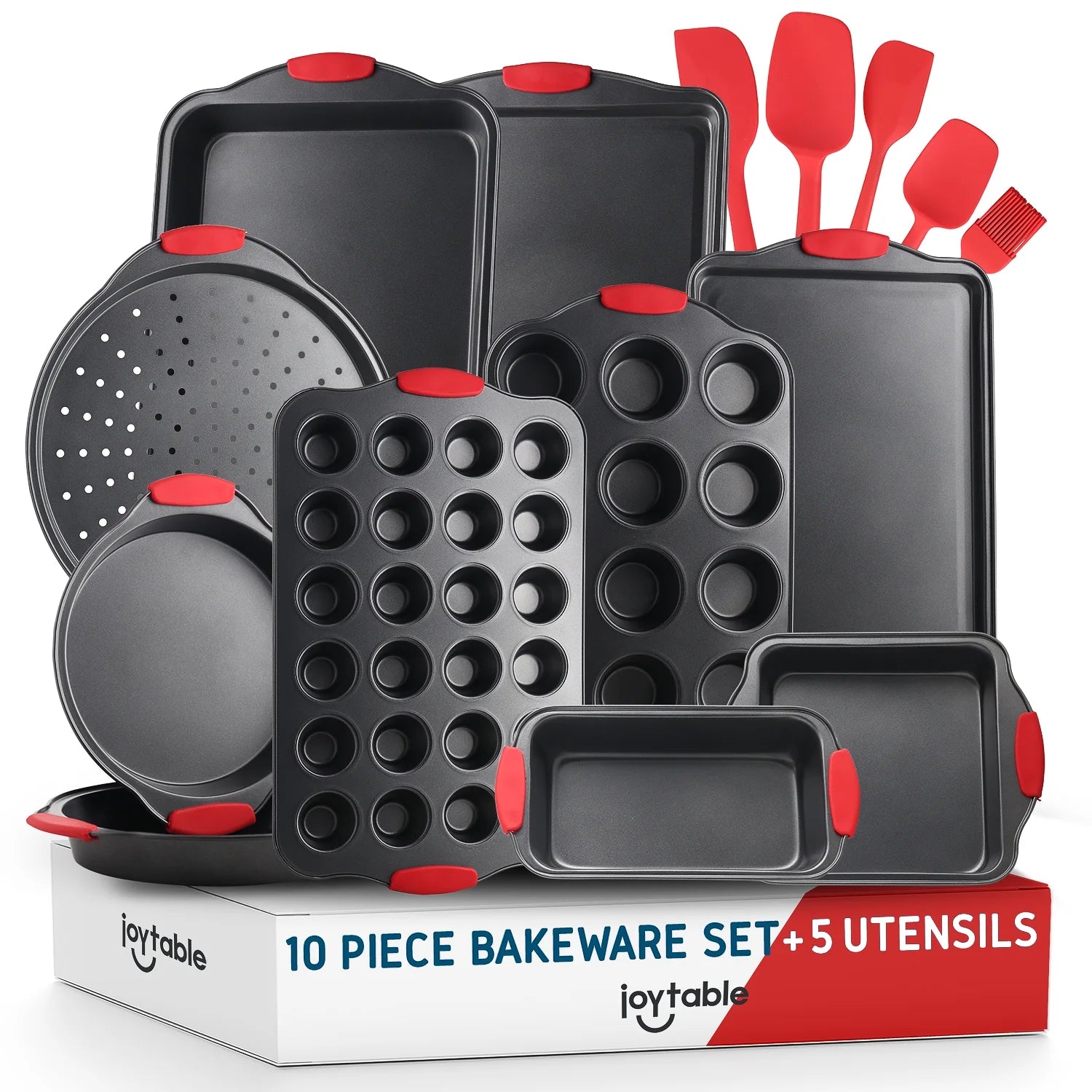 15 PC Nonstick Carbon Steel Bakeware Set with Silicone Handles S9295