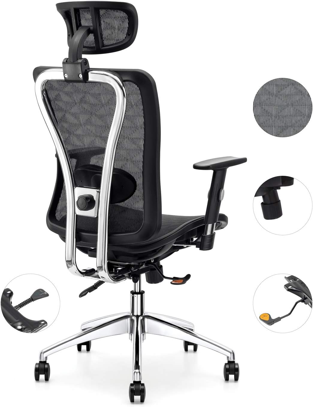 Black Ergonomic Mesh Office Chair with Adjustable Lumbar Support H4537