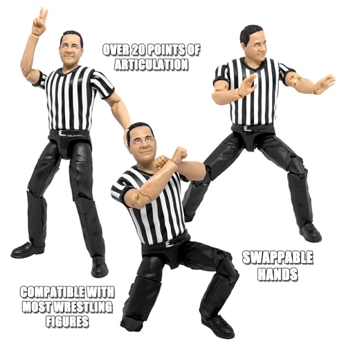 Counting & Talking Wrestling Referee Action Figure with Deluxe Articulation C240813