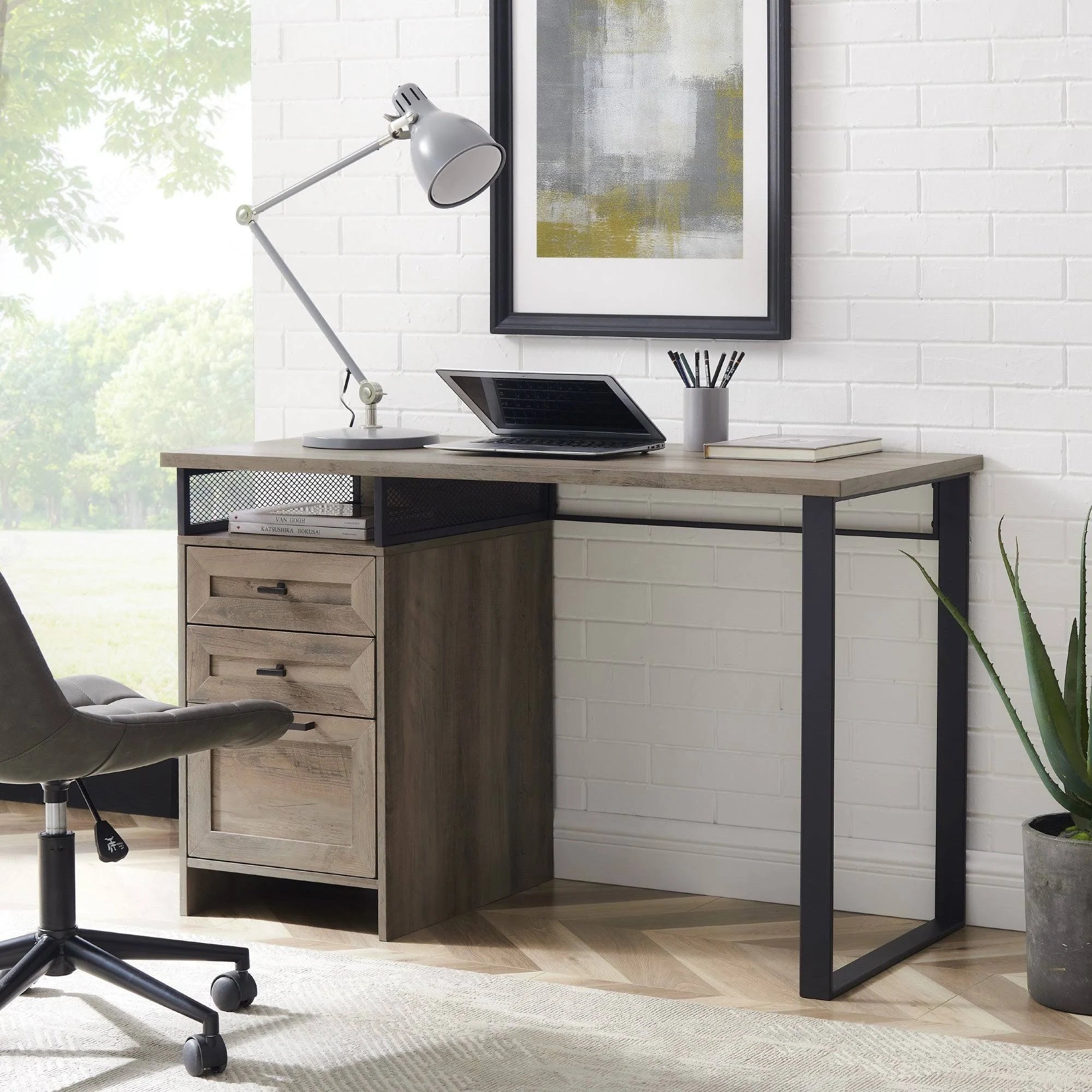 Reclaimed Barnwood 3-Drawer Writing Desk J882470