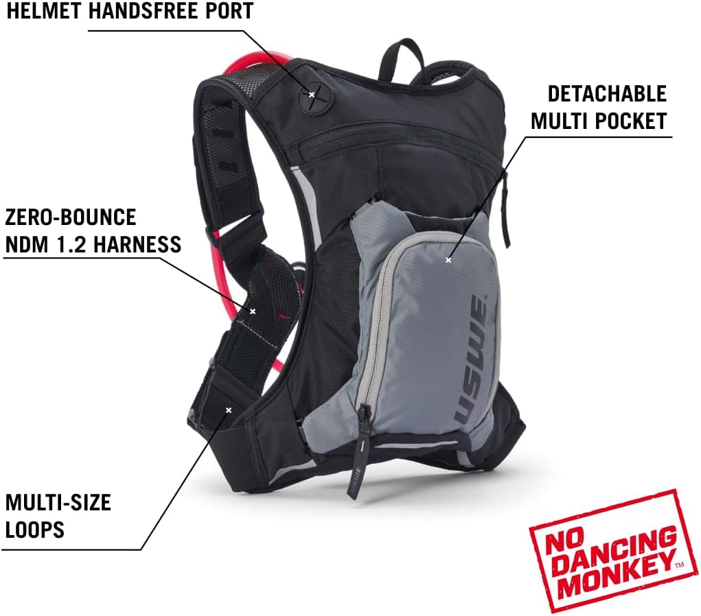 Black Grey 3L Hydration Pack with 2.0L Water Bladder O711205