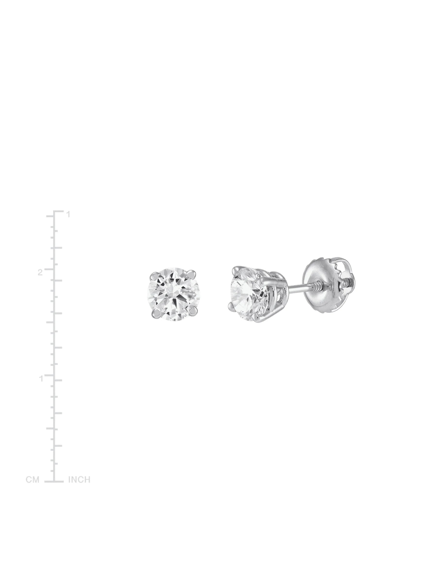 14kt White Gold Diamond Solitaire Stud Earrings V1893