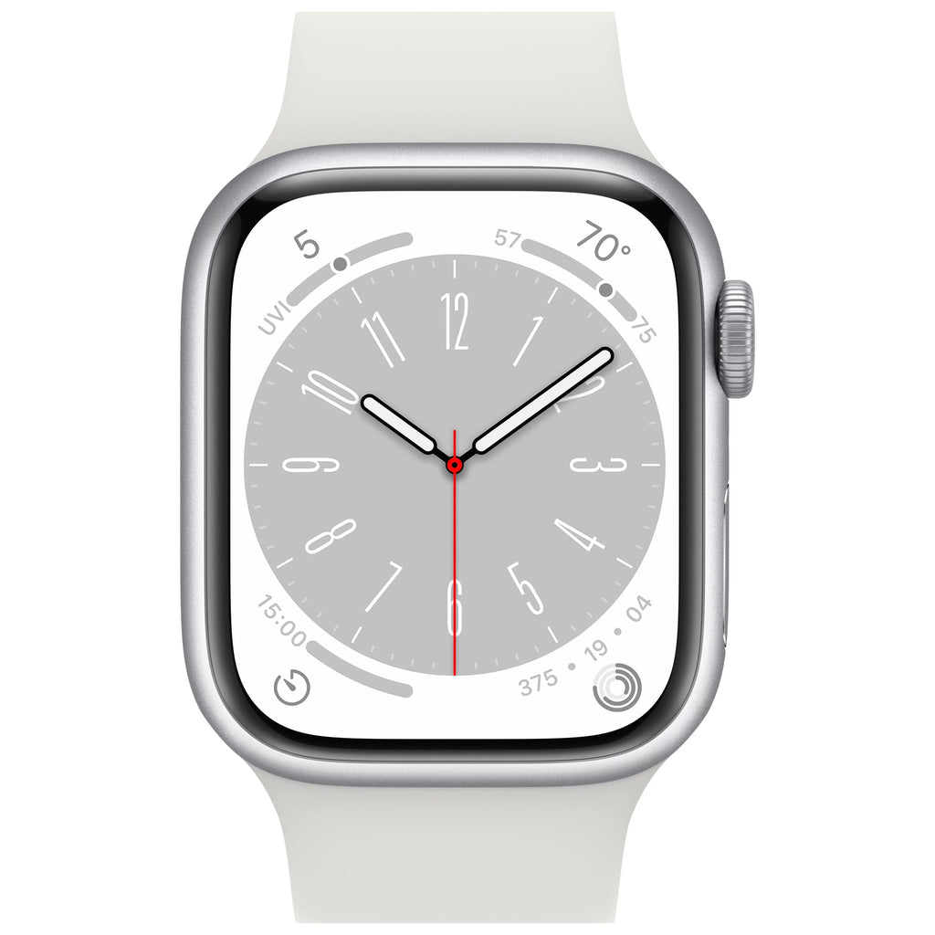 Silver Aluminum 41mm Apple Watch with White Sport Band W4200