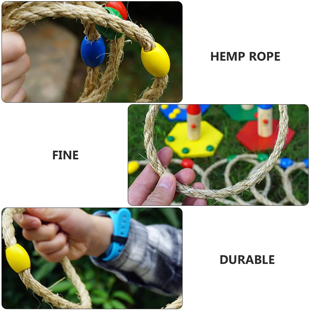 10 PCS Natural Rope Ring Toss Kids Toys H4055