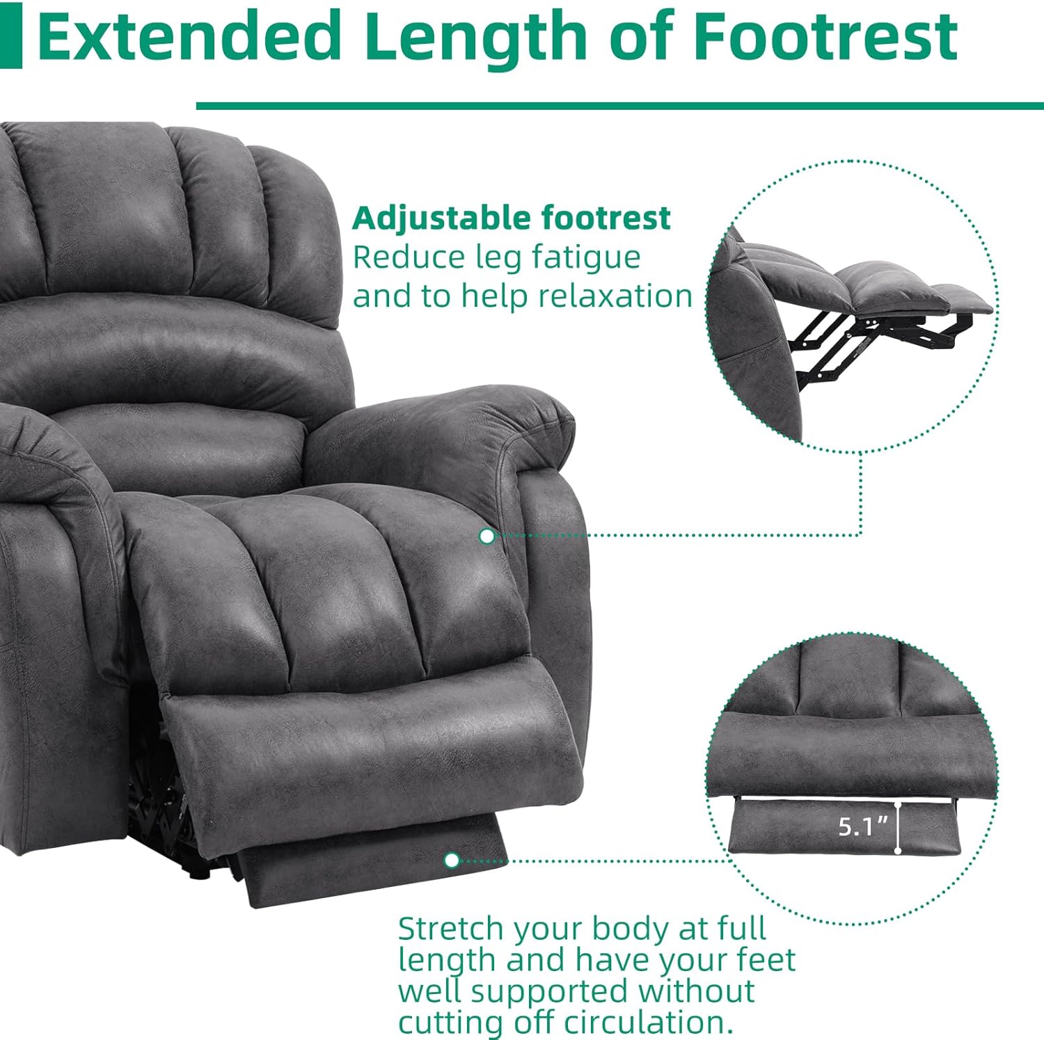 Gray Power Lift Recliner Chair with Heat & Massage E8775