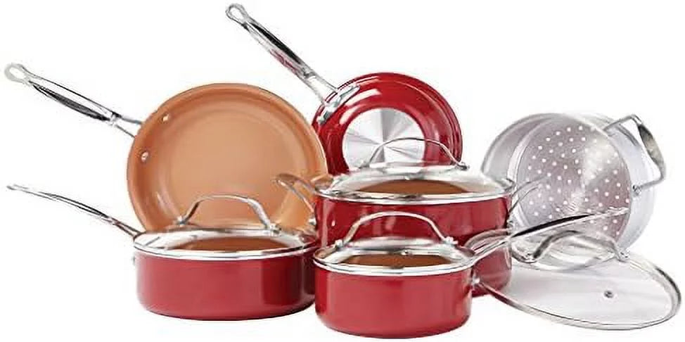10 pc copper-infused ceramic non-stick cookware set M89014