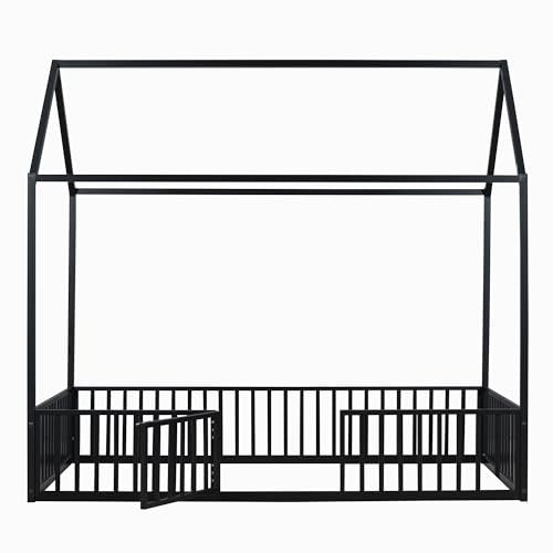 Black Twin Size Metal Floor Bed G79090