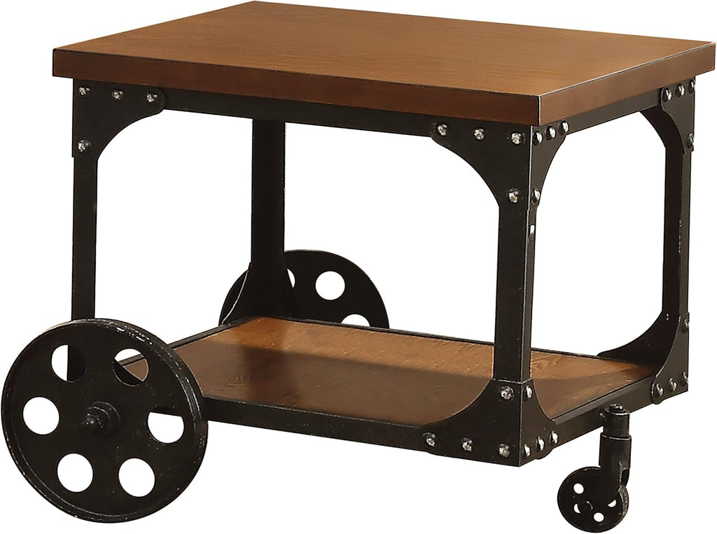 Rustic Brown End Table with Casters Q16773