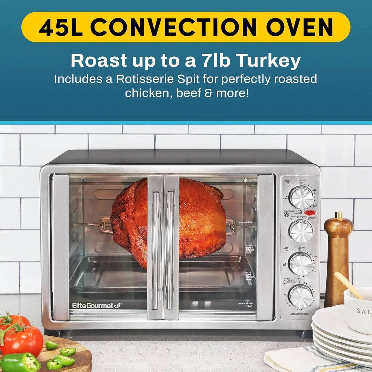 47.5Qt Convection Oven with 4 Control Knobs E165
