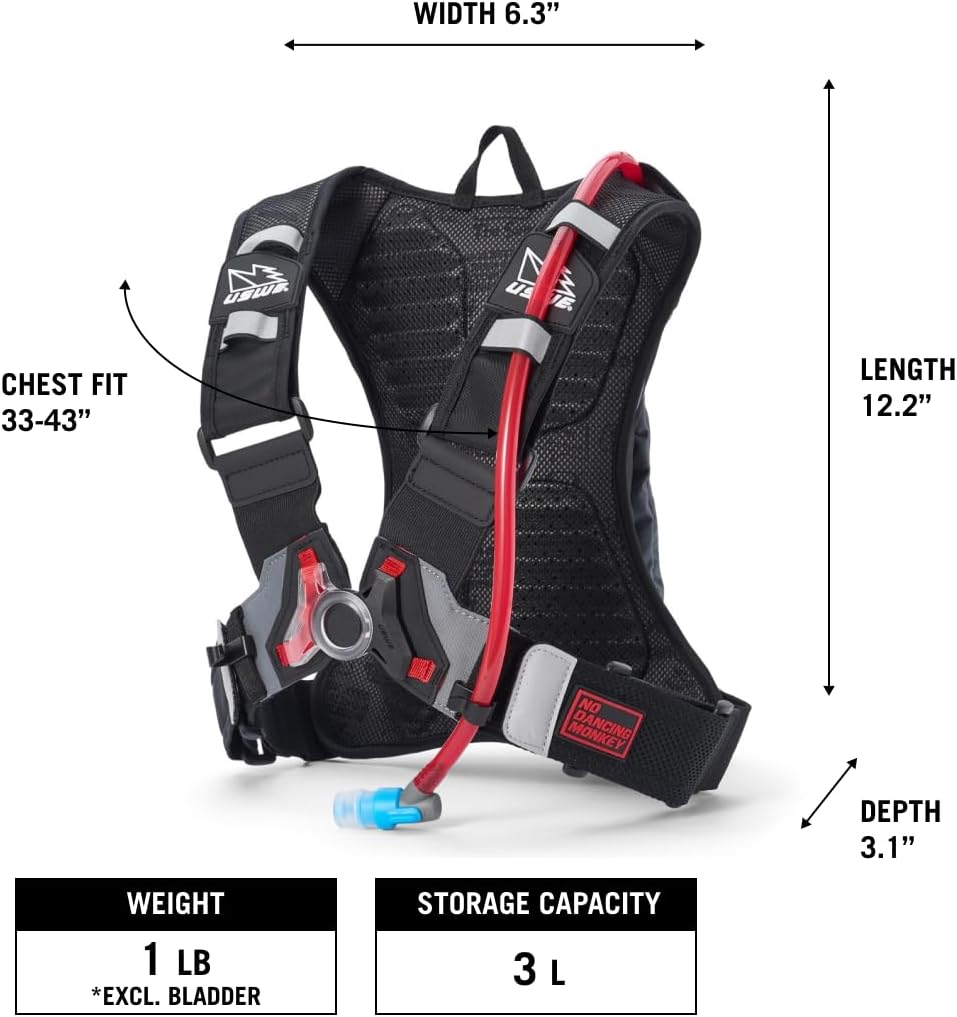 Black Grey 3L Hydration Pack with 2.0L Water Bladder O711205