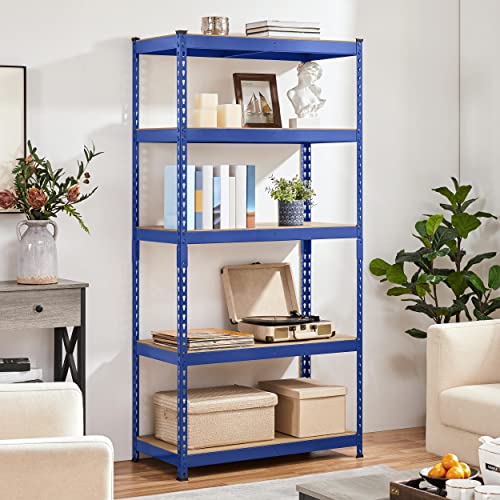 5 Tier Heavy Duty Adjustable Metal Shelving Unit, Blue V839