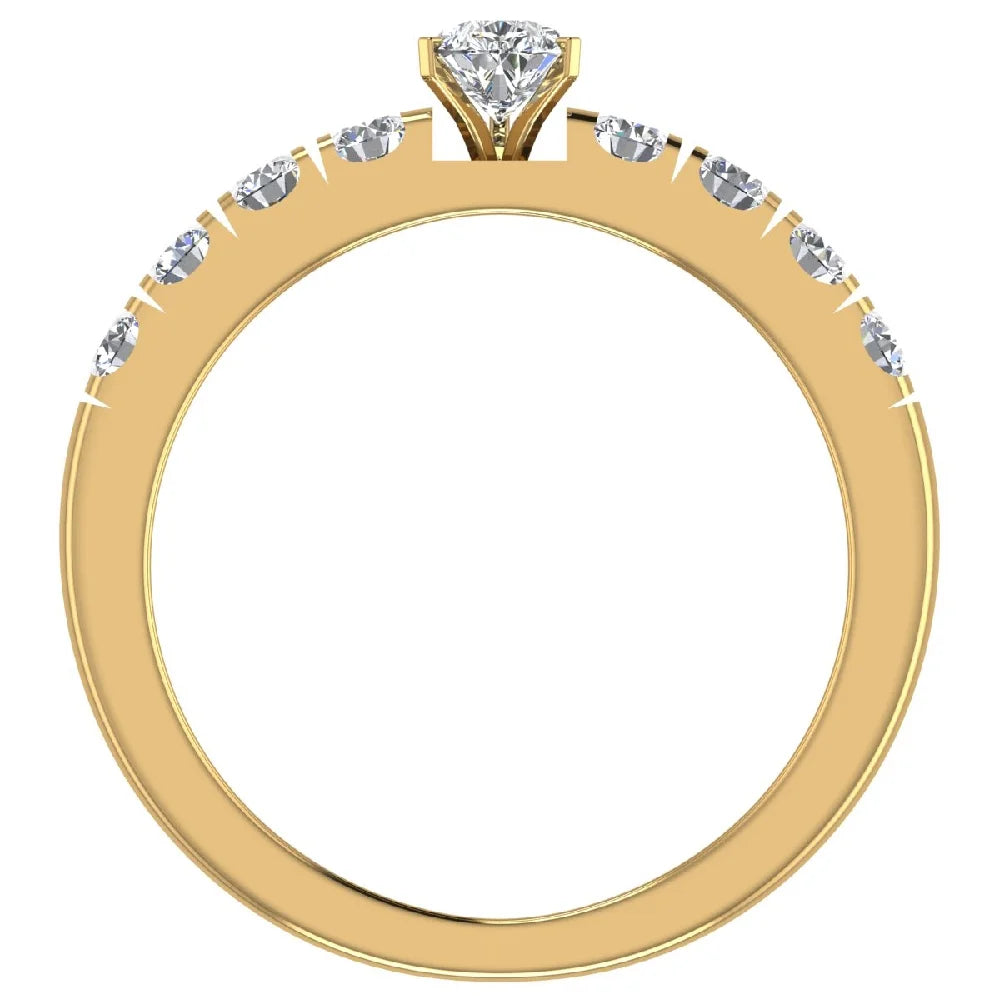 Pear Cut Solitaire Diamond Ring 18K Gold 1.00 Carat X6032