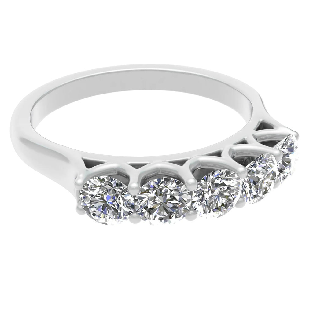 10k White Gold Diamond Five Stone Wedding Band G670647