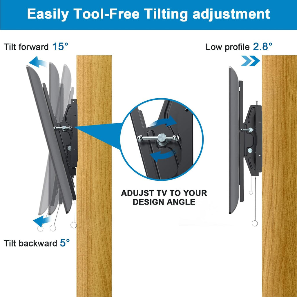 Tilt TV Wall Mount Bracket for 40-90 Inches LED, Plasma Flat Screen Curved TVs, VESA 600x400mm, Loading Capacity 165 lbs, Low Profile, Pack of 2 P2822