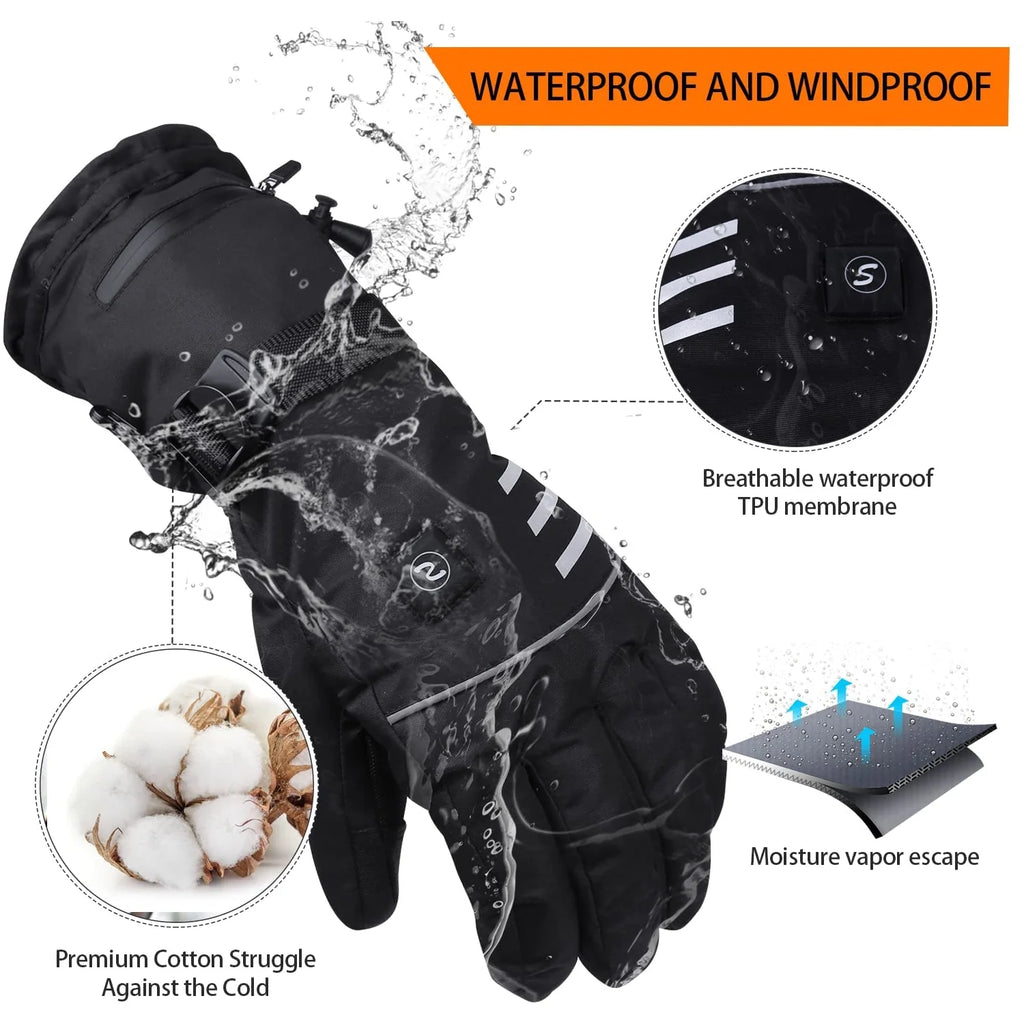 Black Rechargeable Electric Heated Gloves F657
