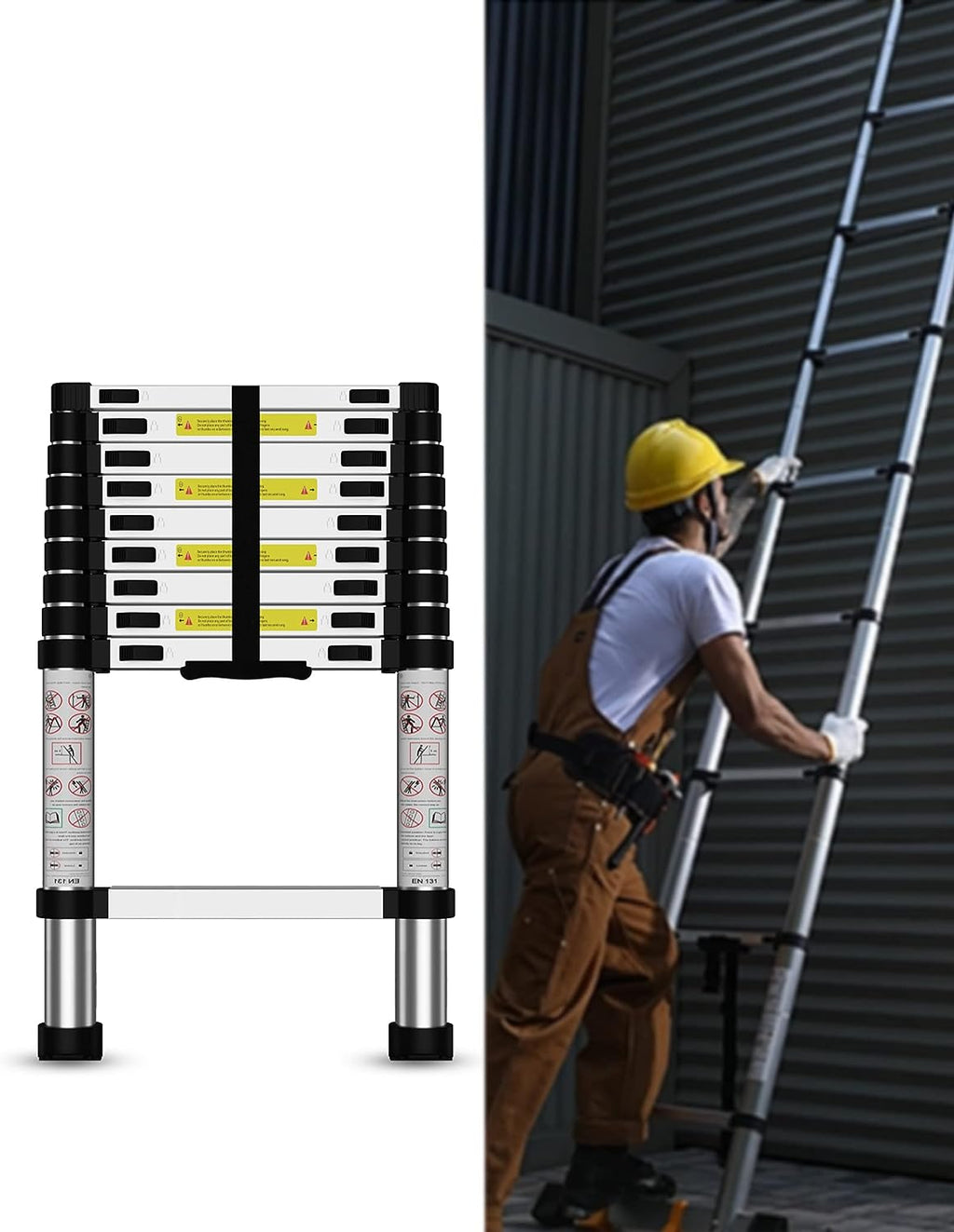 Telescoping Ladder, 12.5 FT Aluminum, 330 lbs Load Capacity A49967