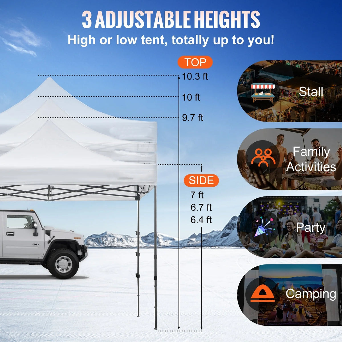 White 10 x 10 ft Pop Up Canopy Tent with Removable Sidewalls and Wheeled Bag A4230