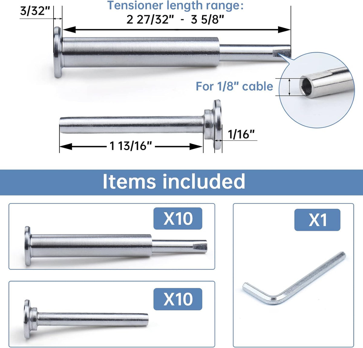 10Pack T316 Stainless Steel Cable Railing Kit T9509