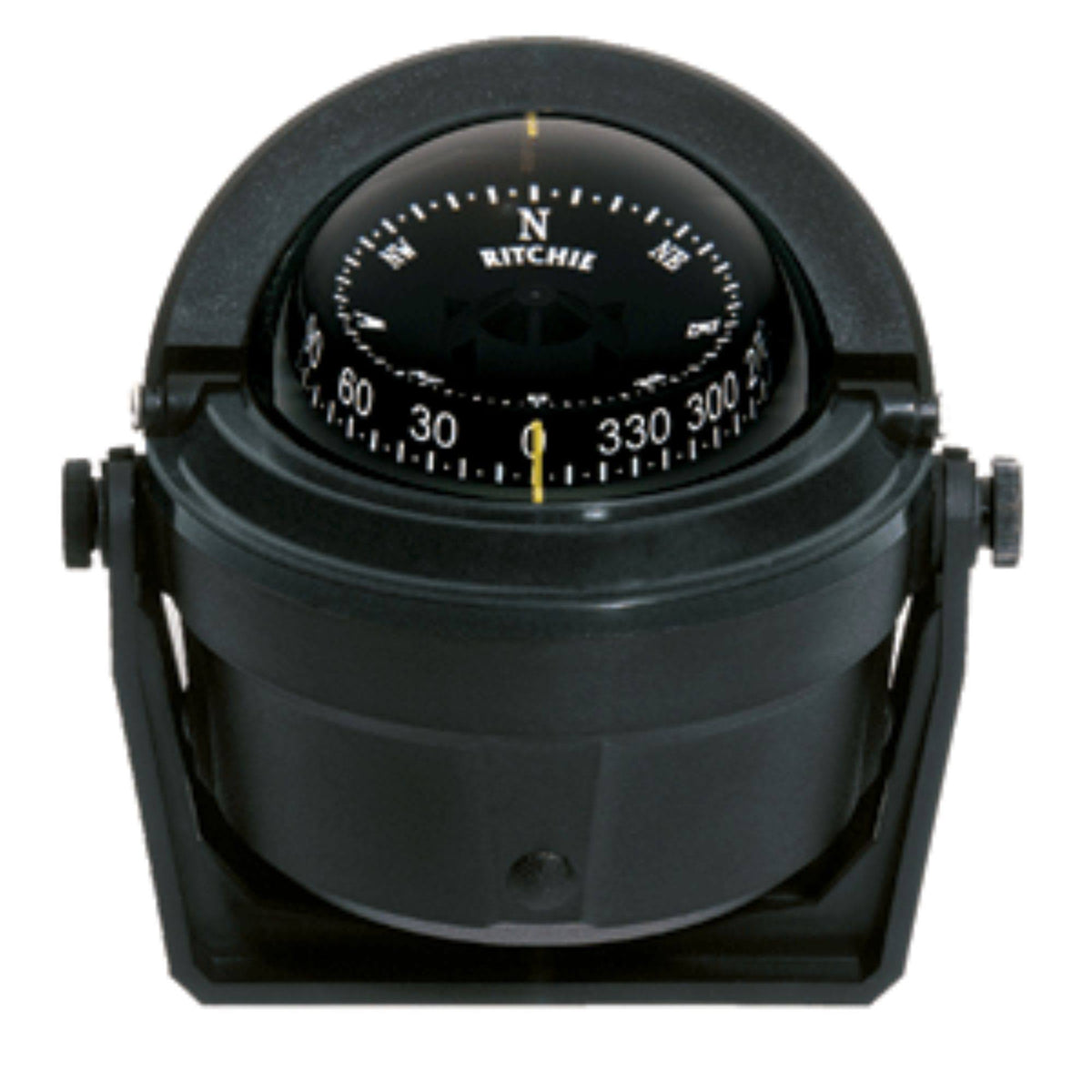 Black and White Nautical Compass with Bracket Mount H150