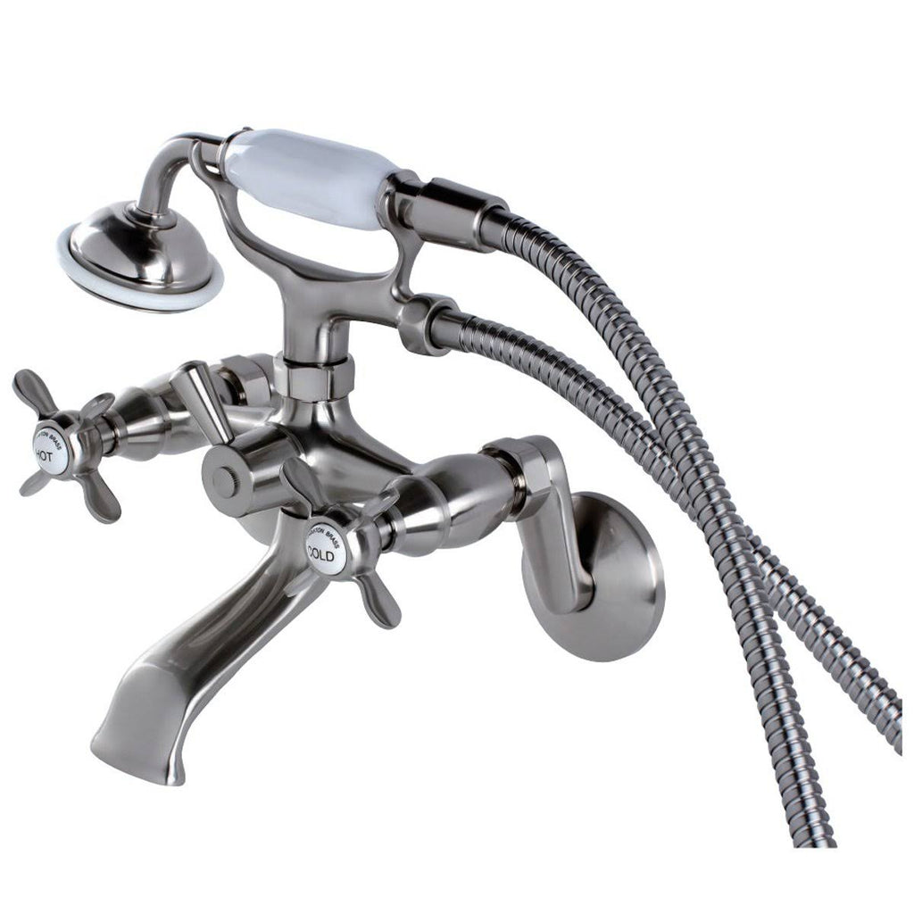 Brushed Brass Wall Mount Clawfoot Tub Faucet with Hand Shower R44181