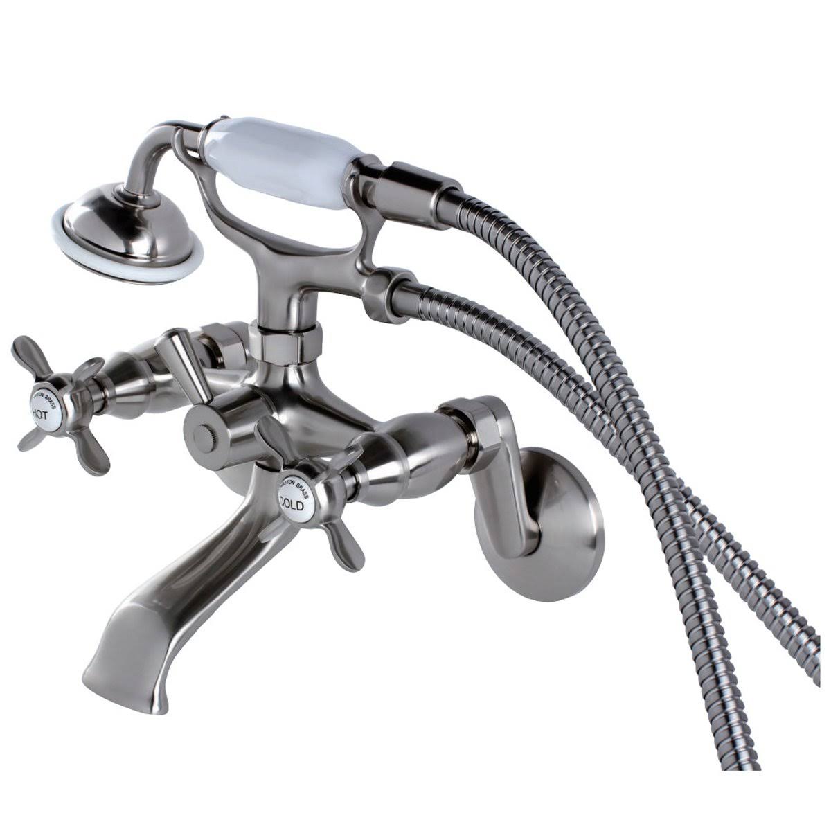 Brushed Brass Wall Mount Clawfoot Tub Faucet with Hand Shower R44181