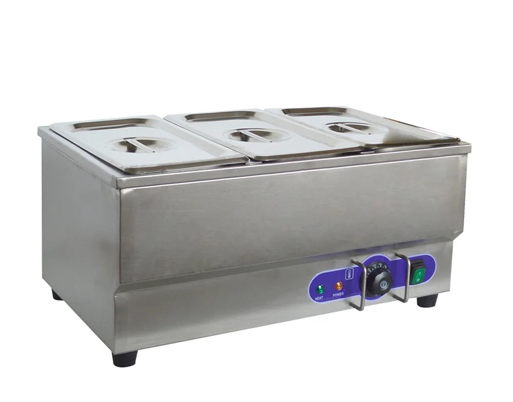 3-Pot Buffet Warmer Steam Table Food Soup Heat Canteen Kitchen Desk Type S40104