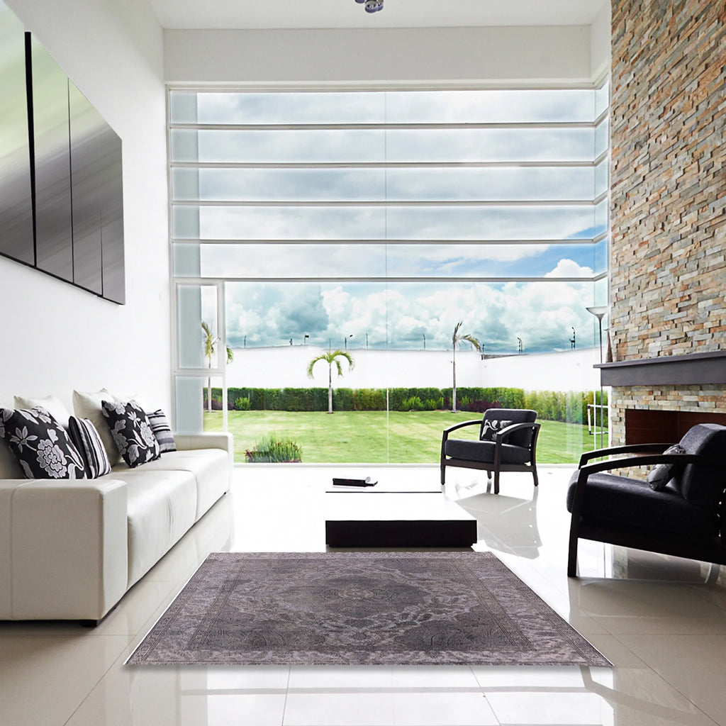 Carbon Gray Rectangle Area Rug Q2580