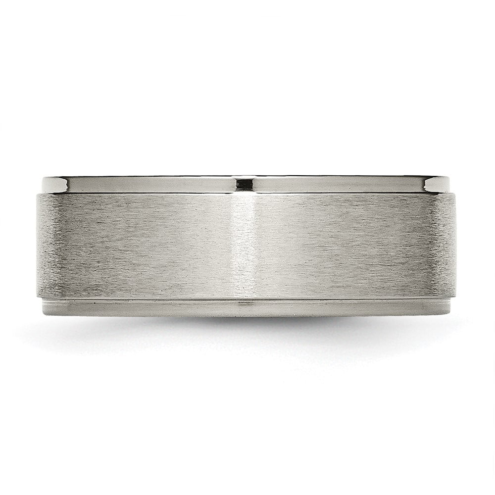 8mm Titanium Brushed Flat Ridged Edge Comfort Fit Band K66132