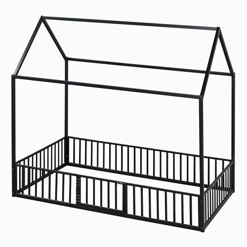Black Twin Size Metal Floor Bed G79090