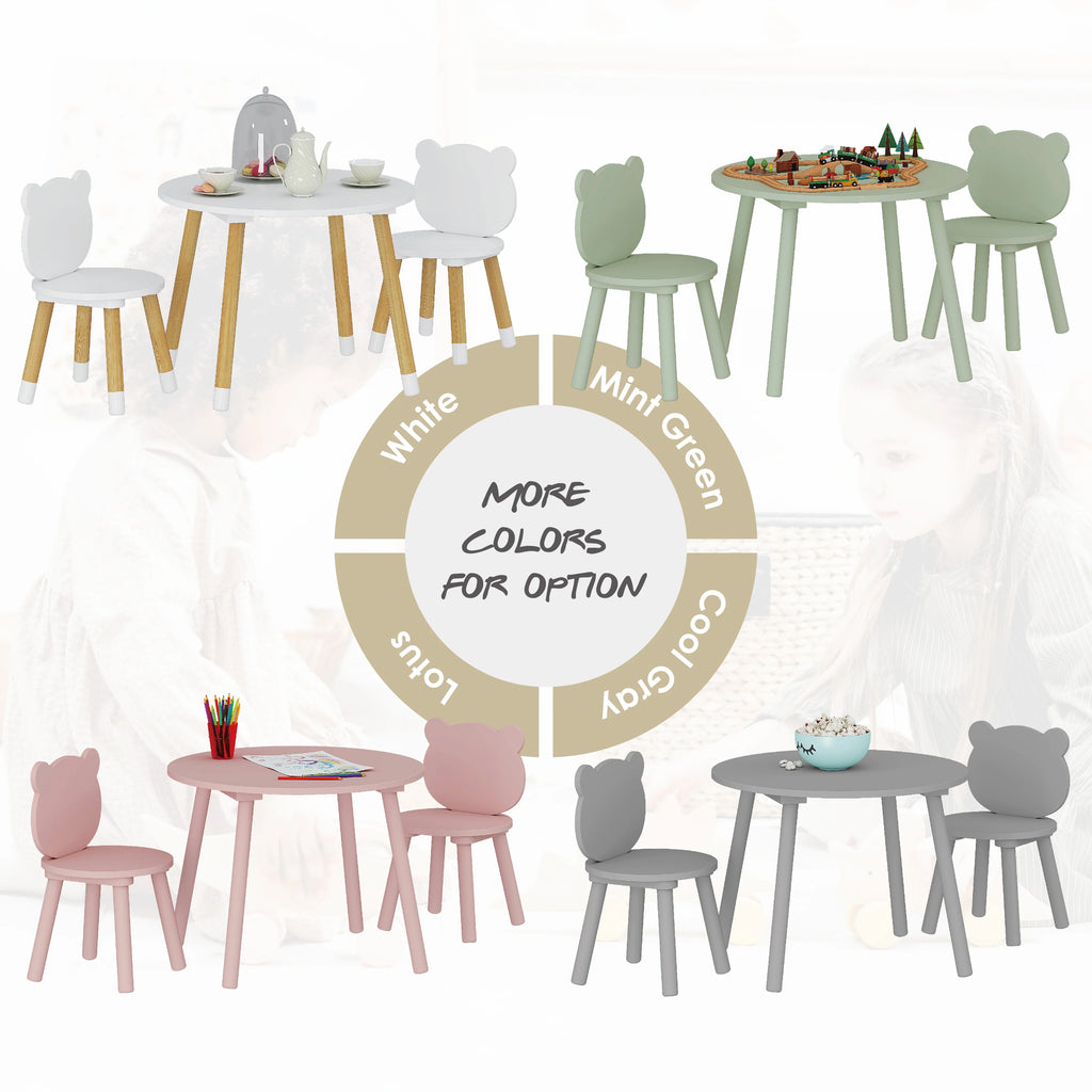 3 Pieces Kids Wood Table and Chair Set T80258