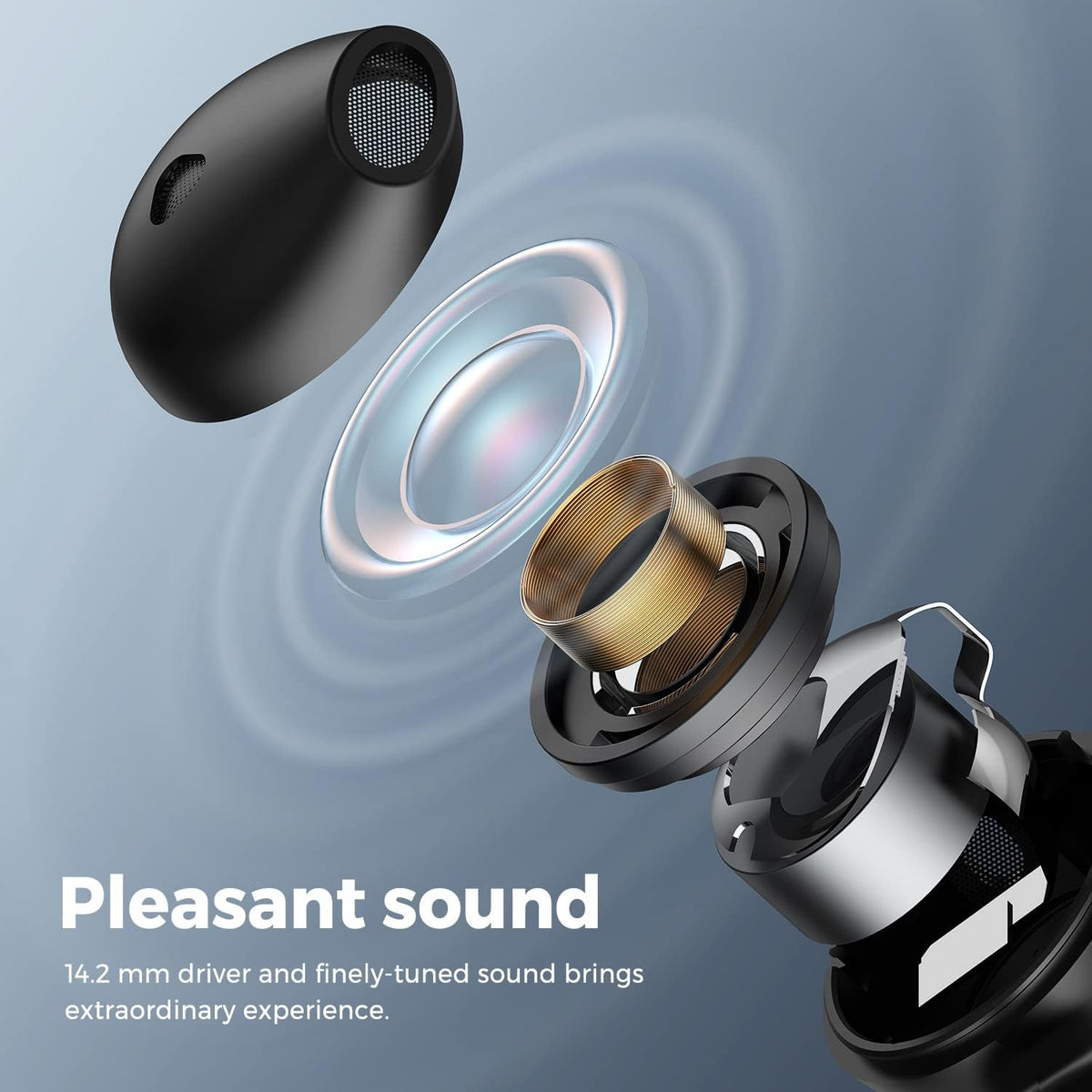 Wireless Earbuds with 14.2mm Driver, Bluetooth V5.2, Four Mic, Game Mode, 17.5 Hrs Q57867