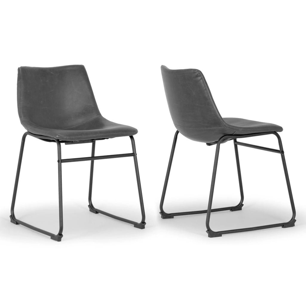 Gray Faux Leather Dining Chairs Set of 2 V381