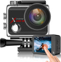 4K 60FPS 20MP Waterproof Action Camera with Touch Screen Stabilizer 2 Rechargeable 1350 Batteries and Accessories Kit M5661