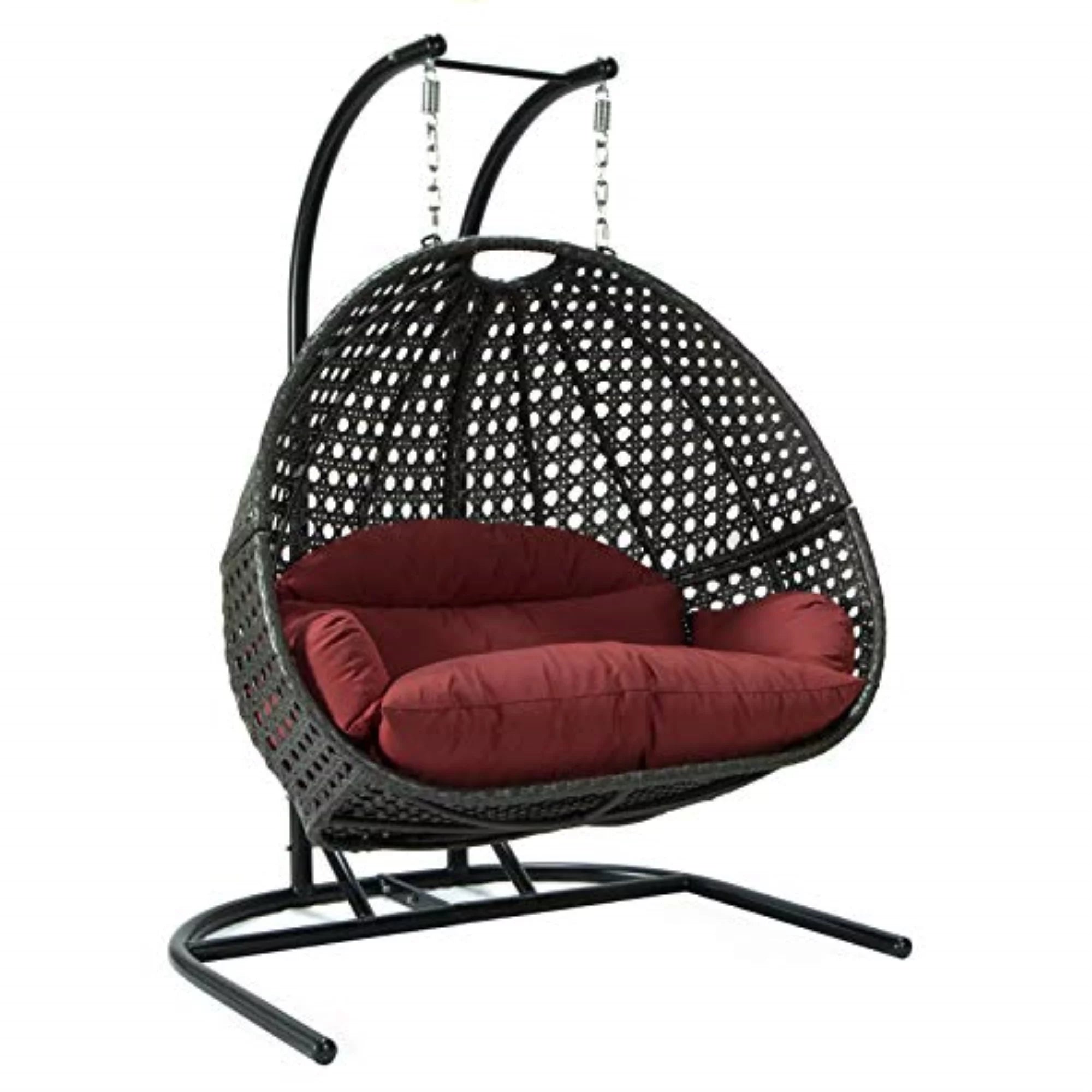 Dark Red Wicker Double Hanging Egg Swing Chair I162116