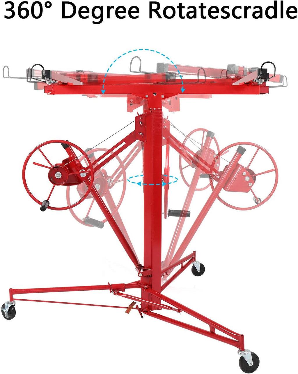 11 FT Drywall Lift Portable Panel Hoist with Adjustable Telescopic Arm Lockable Caster Wheel V34514