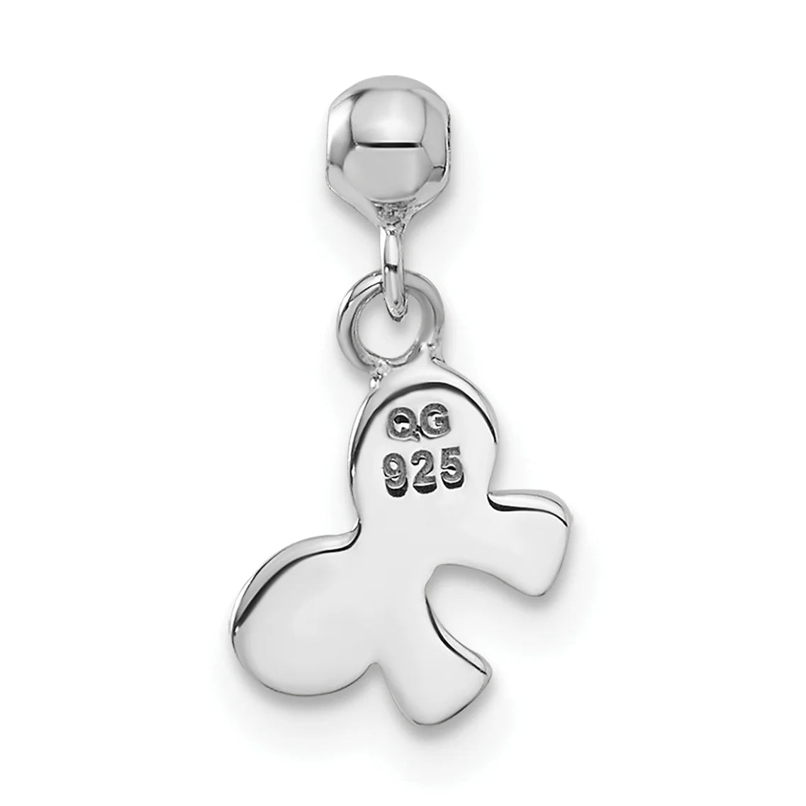 Sterling Silver Created Crystal Bow Charm Pendant with Rope Chain Necklace 20'' Q603