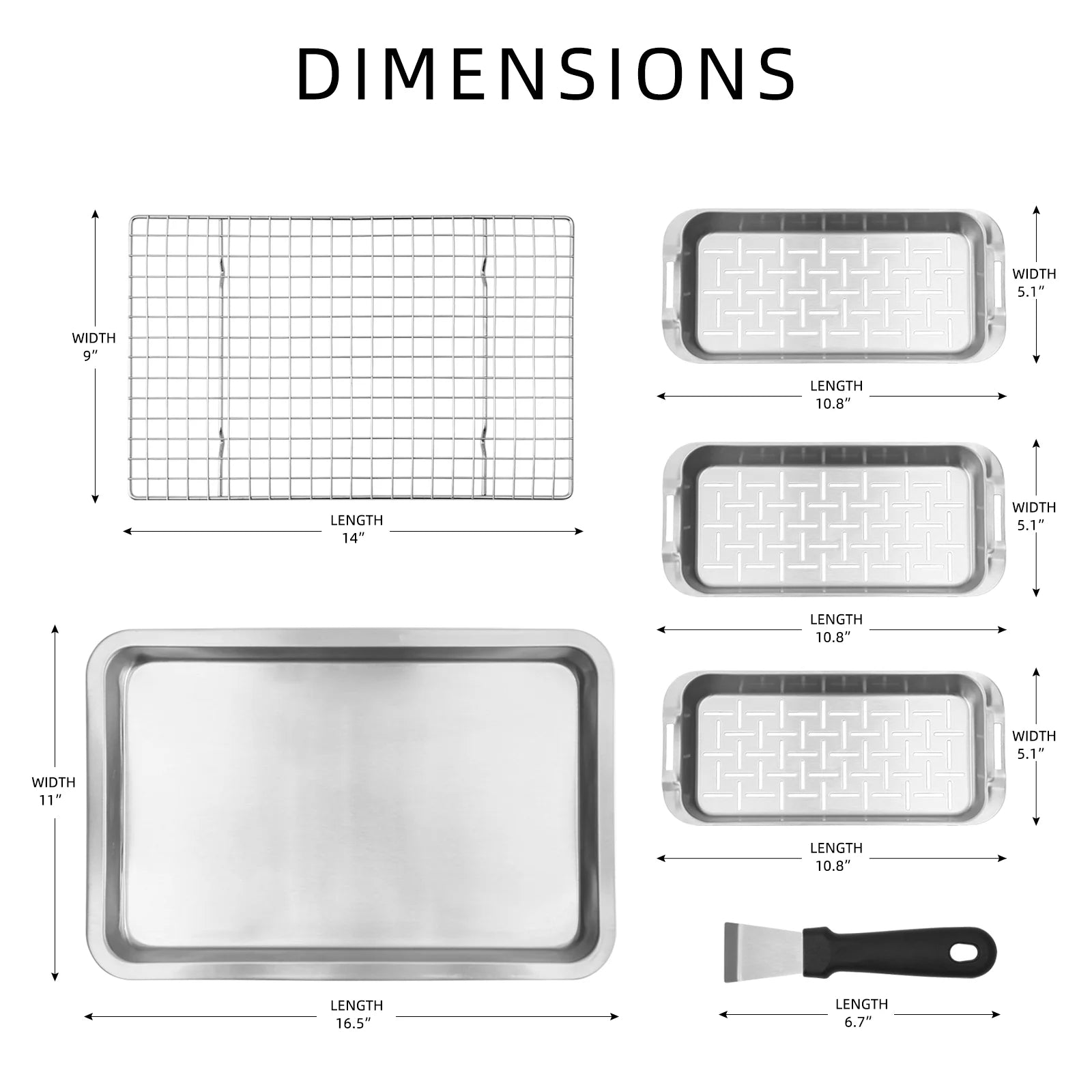 6-Piece Stainless Steel Grill Basket Set with Cooling Rack A1886