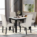 5 Piece Dining Set White Black Beige T198