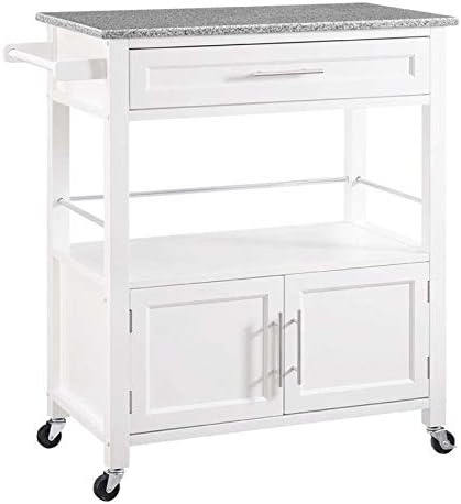 Granite Top Kitchen Cart in White I906539