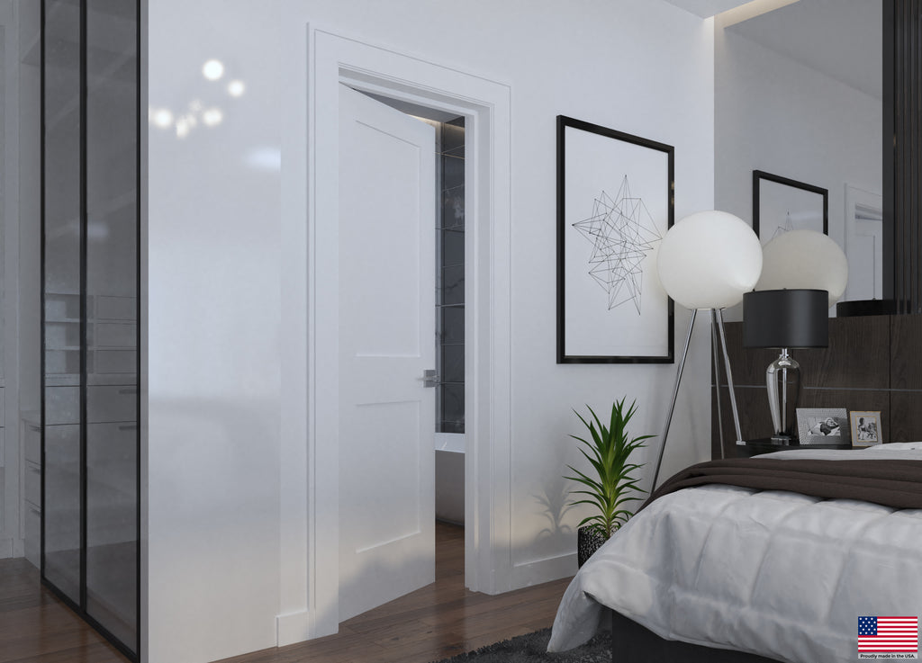 Solid Core White Primed Double Panel Prehung Interior Door M3889
