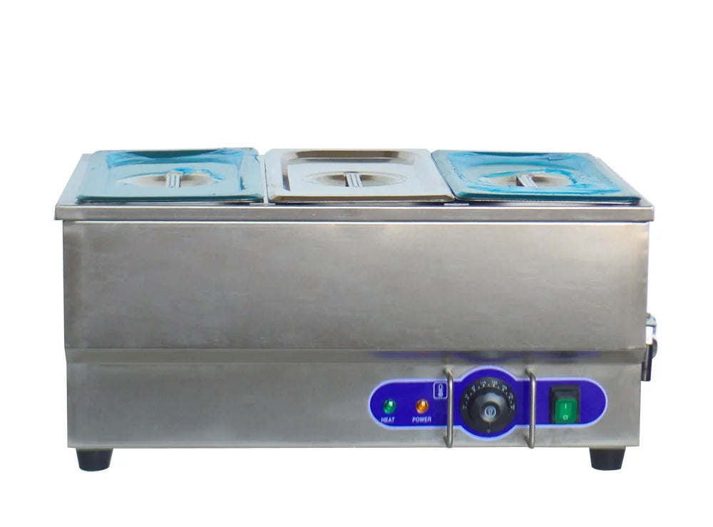 3-Pot Buffet Warmer Steam Table Food Soup Heat Canteen Kitchen Desk Type S40104